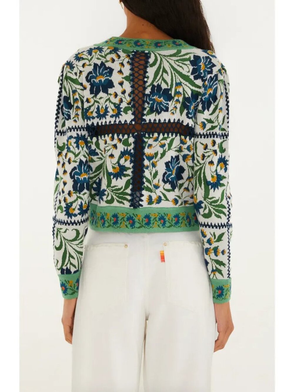 Farm Rio Manoela Knit Crop Cardigan Sweater Button Down Sz Small - Picture 3 of 7